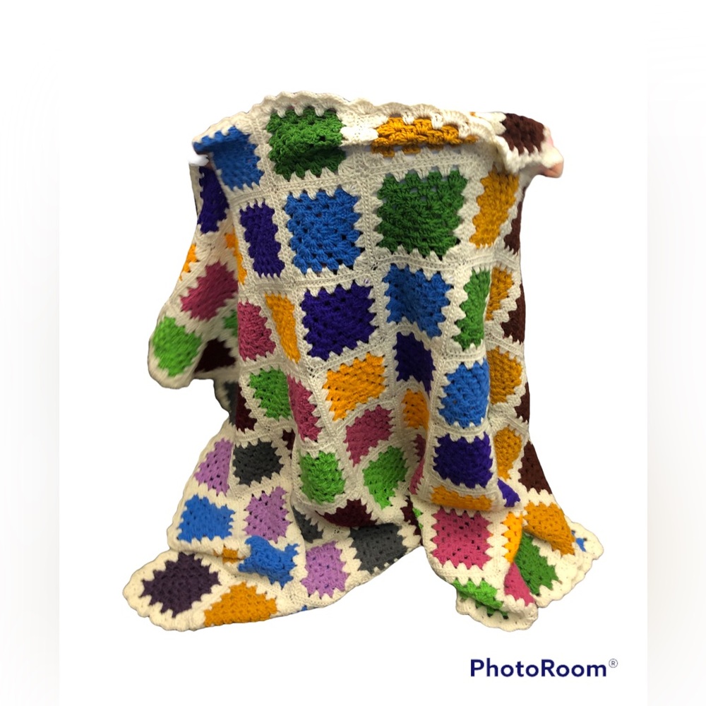 Beautiful Vintage Crochet Boho Afghan - Picture 1 of 3